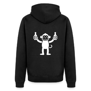 Affe Mit Bier Lustig Party - Unisex Premium Bio Zip Hoodie - Schwarz - Hinten - Nico (187cm)
