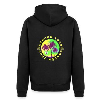 Cancun Tour Palmen Urlaub - Unisex Premium Bio Zip Hoodie - Schwarz - Hinten - Nico (187cm)