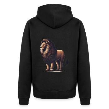 Lion majestueux Illustration TShirt - Veste à capuche bio Premium Unisexe - noir - Dos - Nico (187cm)
