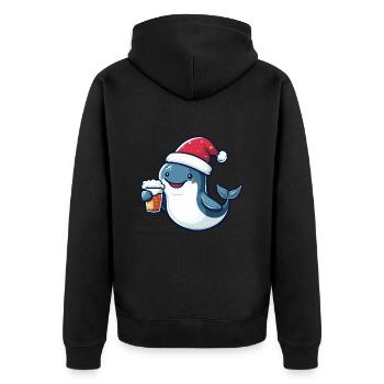 Wal Weihnachten Bier Lustig - Unisex Premium Bio Zip Hoodie - Schwarz - Hinten - Nico (187cm)