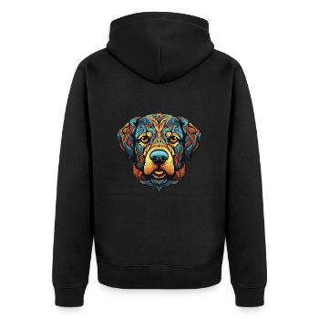 Labrador Hund Porträt Kopf - Unisex Premium Bio Zip Hoodie - Schwarz - Hinten - Nico (187cm)