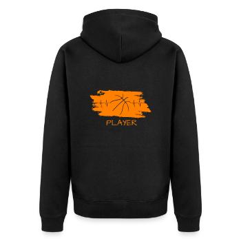 Basketball Design Geschenk für Player Streetball - Unisex Premium Bio Zip Hoodie - Schwarz - Hinten - Nico (187cm)