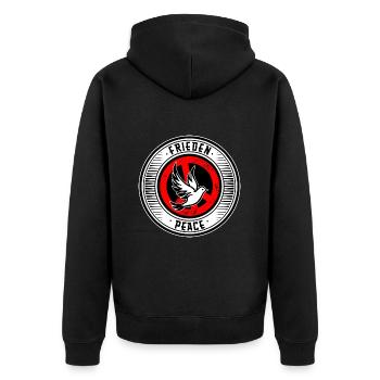 Frieden Peace - Unisex Premium Bio Zip Hoodie - Schwarz - Hinten - Nico (187cm)