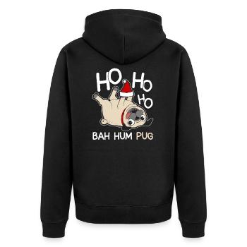 Lustiges Mops-Weihnachtst-shirt - Unisex Premium Bio Zip Hoodie - Schwarz - Hinten - Nico (187cm)