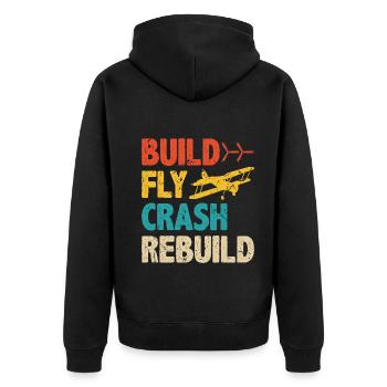 Build Fly Crash RC Plane Pilot Model Airplane - Unisex Premium Bio Zip Hoodie - Schwarz - Hinten - Nico (187cm)