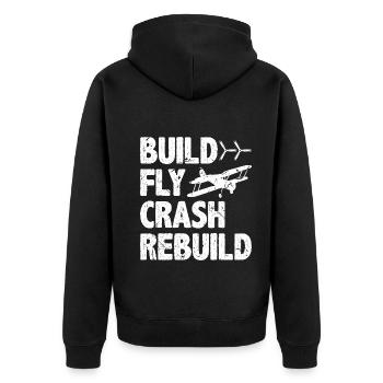 Funny RC Pilot Flugzeug Fliegen - Unisex Premium Bio Zip Hoodie - Schwarz - Hinten - Nico (187cm)