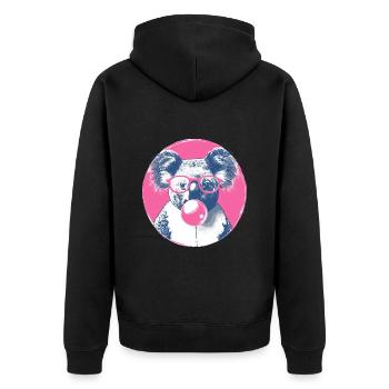 Koala mit Sonnenbrille Bubblegum für einen - Unisex Premium Bio Zip Hoodie - Schwarz - Hinten - Nico (187cm)