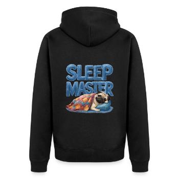 Schlafmeister Schnarchen Mops Niedlicher Hund - Unisex Premium Bio Zip Hoodie - Schwarz - Hinten - Nico (187cm)