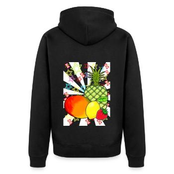 80er Obst Früchte Frucht Retro Teenie - Unisex Premium Bio Zip Hoodie - Schwarz - Hinten - Nico (187cm)