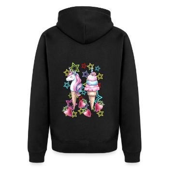 80er Eis Eiskrem Eiscrem Teenie Mädchen Einhorn - Unisex Premium Bio Zip Hoodie - Schwarz - Hinten - Nico (187cm)