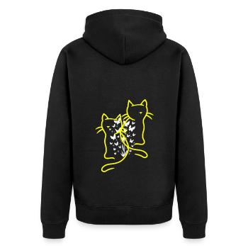 80er Katzen Katze Teenie Mädchen Kinder Kind - Unisex Premium Bio Zip Hoodie - Schwarz - Hinten - Nico (187cm)