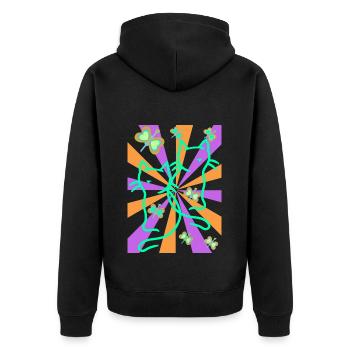 Kinder Mädchen Jungen Retro Katzen Katze - Unisex Premium Bio Zip Hoodie - Schwarz - Hinten - Nico (187cm)