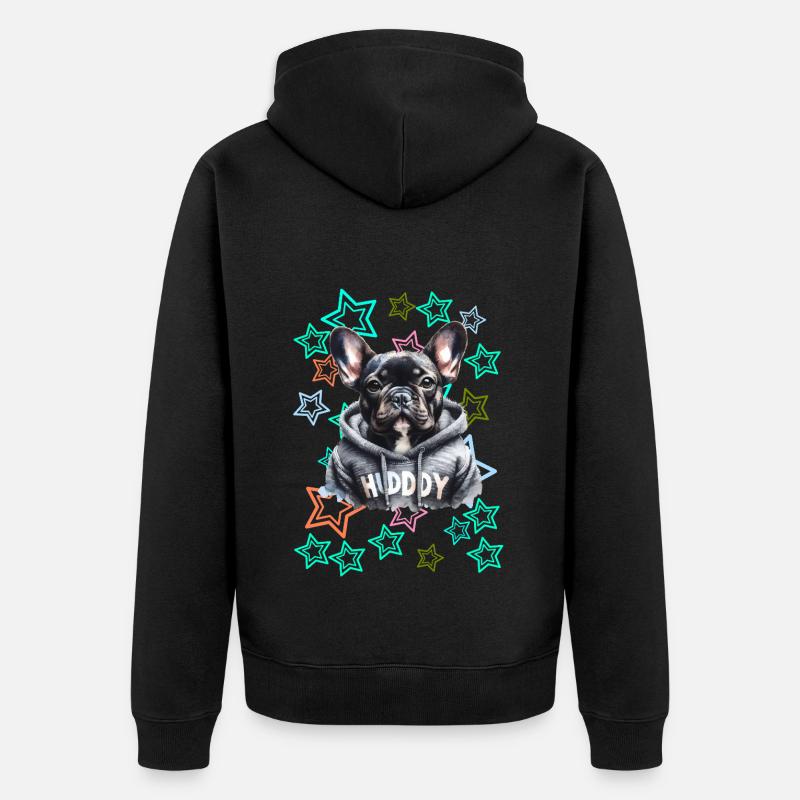 Bouledogue français rétro - Veste à capuche bio Premium Unisexe - noir