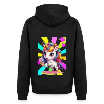 Rétro Licorne Licornes Enfants Filles Garçons - Veste à capuche bio Premium Unisexe - noir - Dos - Nico (187cm)