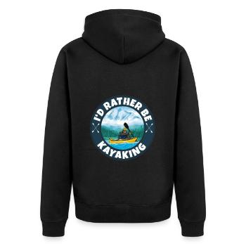 Kajak fahren - Unisex Premium Bio Zip Hoodie - Schwarz - Hinten - Nico (187cm)
