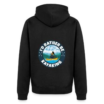 Kajak fahren - Unisex Premium Bio Zip Hoodie - Schwarz - Hinten - Nico (187cm)