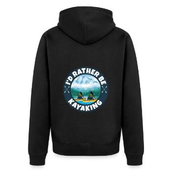 Kajak fahren - Unisex Premium Bio Zip Hoodie - Schwarz - Hinten - Nico (187cm)