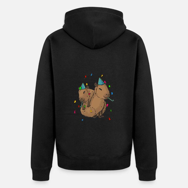 Anniversaire de Capybara - Veste à capuche bio Premium Unisexe - noir