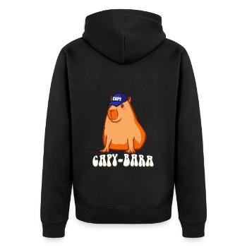 Capybara drôle en disant Capy Bara - Veste à capuche bio Premium Unisexe - noir - Dos - Nico (187cm)