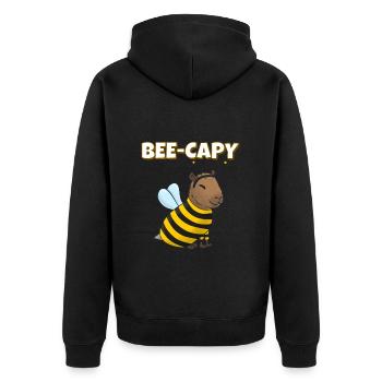 Capybara Bee Costume - Unisex Premium Organic Zip Hoodie - black - Back - Nico (187cm)