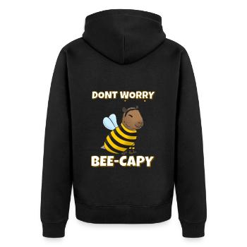 Capybara Bee Costume - Unisex Premium Organic Zip Hoodie - black - Back - Nico (187cm)