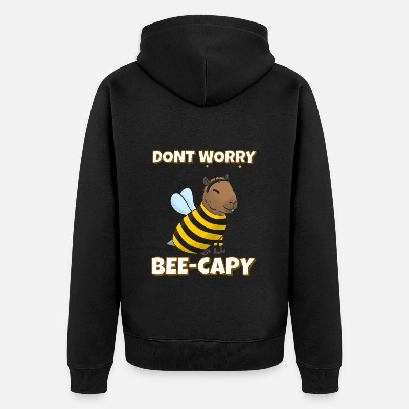 Capybara Bienen Kostüm - Unisex Premium Bio Zip Hoodie - Schwarz