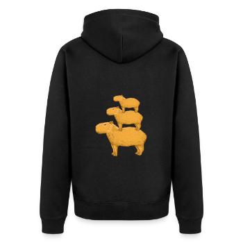 Capybaras - Unisex Premium Bio Zip Hoodie - Schwarz - Hinten - Nico (187cm)