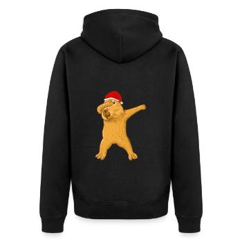 Capybara Weihnachten - Unisex Premium Bio Zip Hoodie - Schwarz - Hinten - Nico (187cm)