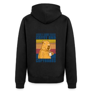 I love coffee and capybaras - Unisex Premium Organic Zip Hoodie - black - Back - Nico (187cm)