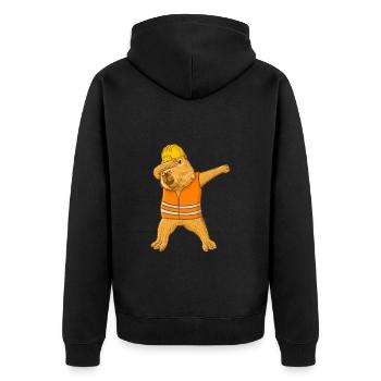 Dabbing Construction Worker Capybara - Unisex Premium Organic Zip Hoodie - black - Back - Nico (187cm)