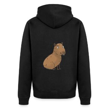 Capybara - Unisex Premium Bio Zip Hoodie - Schwarz - Hinten - Nico (187cm)