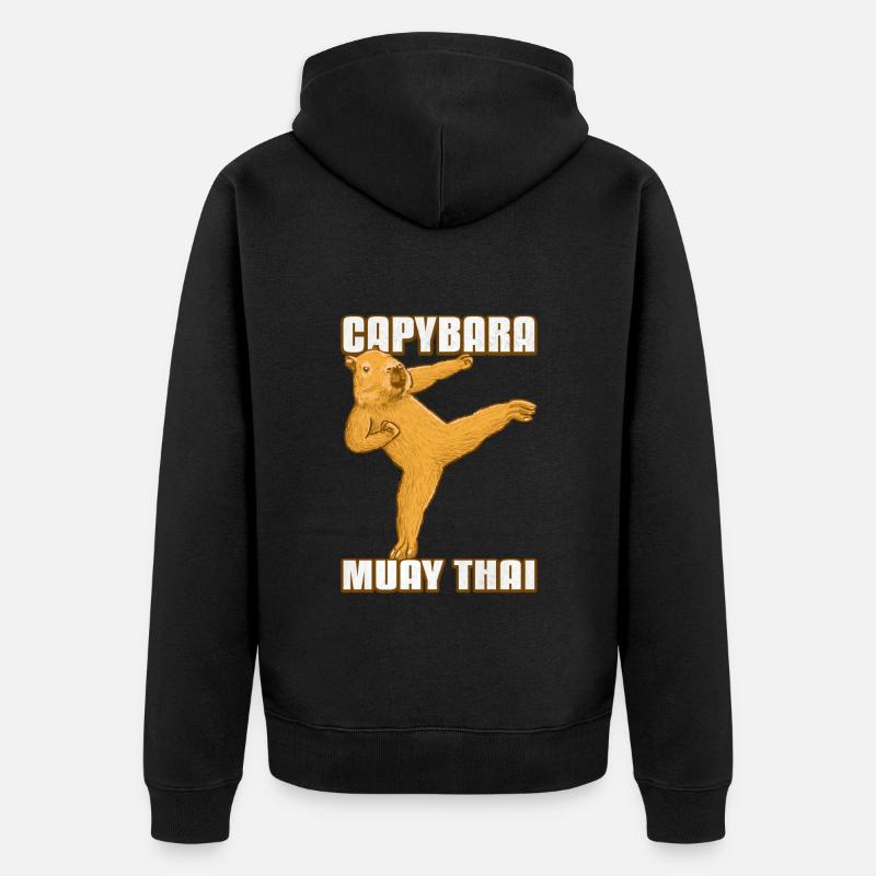 Capybara Muay Thaï - Veste à capuche bio Premium Unisexe - noir