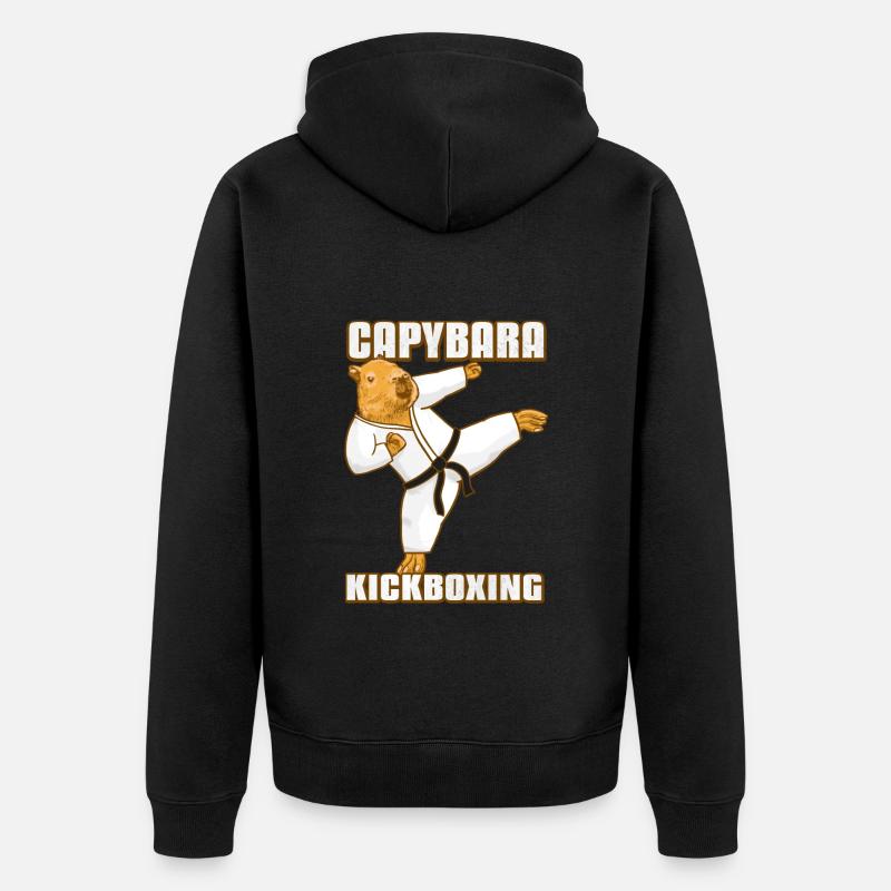 Kickboxing Capybara - Veste à capuche bio Premium Unisexe - noir
