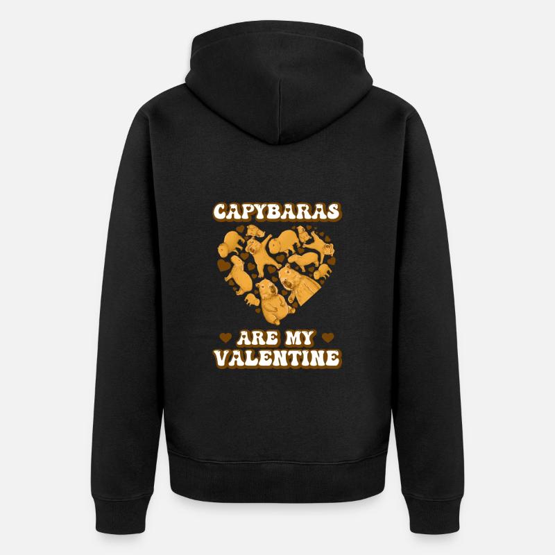 Capybara Saint-Valentin - Veste à capuche bio Premium Unisexe - noir