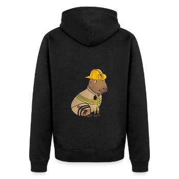 Feuerwehrmann Feuerwehr Capybara - Unisex Premium Bio Zip Hoodie - Schwarz - Hinten - Nico (187cm)