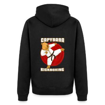 Capybara Martial Arts Kickboxing - Unisex Premium Organic Zip Hoodie - black - Back - Nico (187cm)