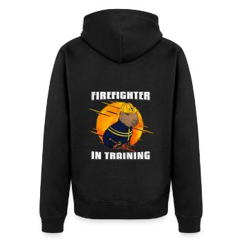 Firefighter in training - Unisex Premium Organic Zip Hoodie - black - Back - Nico (187cm)