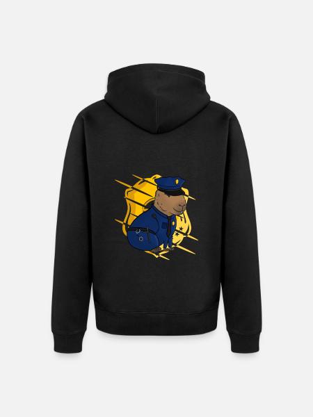 Capybara Meme Politie - Uniseks Premium bio ziphoodie - zwart
