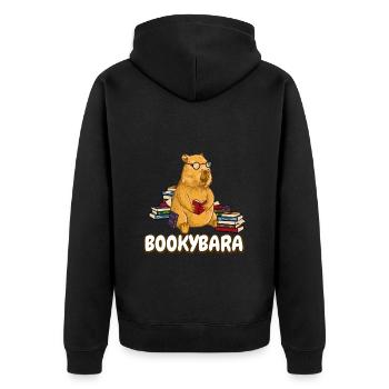 Capybara Bücher Lesen - Unisex Premium Bio Zip Hoodie - Schwarz - Hinten - Nico (187cm)