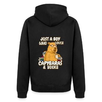 Juste un garçon qui aime Capybaras et les livres - Veste à capuche bio Premium Unisexe - noir - Dos - Nico (187cm)