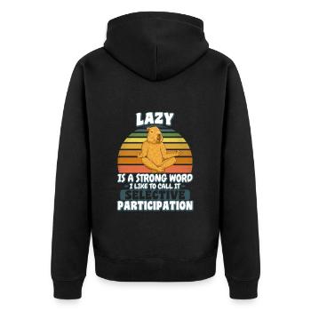 Lazy is a Strong Word Capybara Meditation - Unisex Premium Organic Zip Hoodie - black - Back - Nico (187cm)
