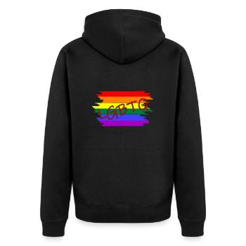 LGBTQ Gay Pride CSD - Unisex Premium Bio Zip Hoodie - Schwarz - Hinten - Nico (187cm)