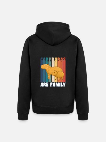 Capybaras sind Familie - Unisex Premium Bio Zip Hoodie - Schwarz