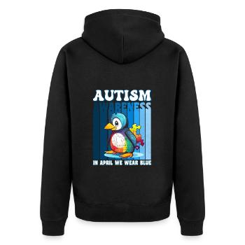Autism Awareness Pinguin - Unisex Premium Bio Zip Hoodie - Schwarz - Hinten - Nico (187cm)