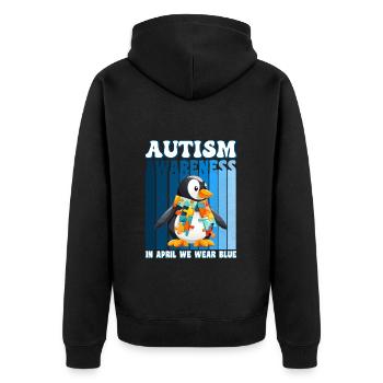 Autism Awareness Pinguin - Unisex Premium Bio Zip Hoodie - Schwarz - Hinten - Nico (187cm)