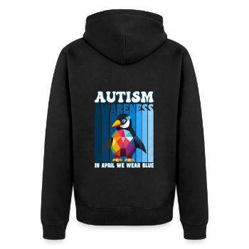 Autism Awareness Pinguin - Unisex Premium Bio Zip Hoodie - Schwarz - Hinten - Nico (187cm)