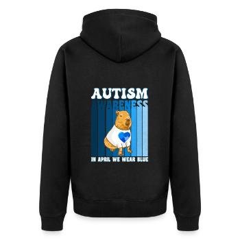 Capybara Sensibilisation à l’autisme - Veste à capuche bio Premium Unisexe - noir - Dos - Nico (187cm)