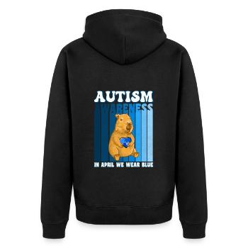 Capybara Sensibilisation à l’autisme - Veste à capuche bio Premium Unisexe - noir - Dos - Nico (187cm)