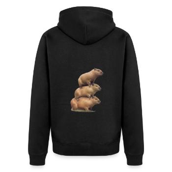 Capybara chevauchent les uns sur les autres - Veste à capuche bio Premium Unisexe - noir - Dos - Nico (187cm)