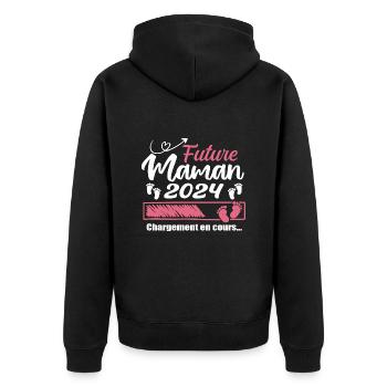 Future Maman 2024 Chargement En Cours - Cadeau - Veste à capuche bio Premium Unisexe - noir - Dos - Nico (187cm)